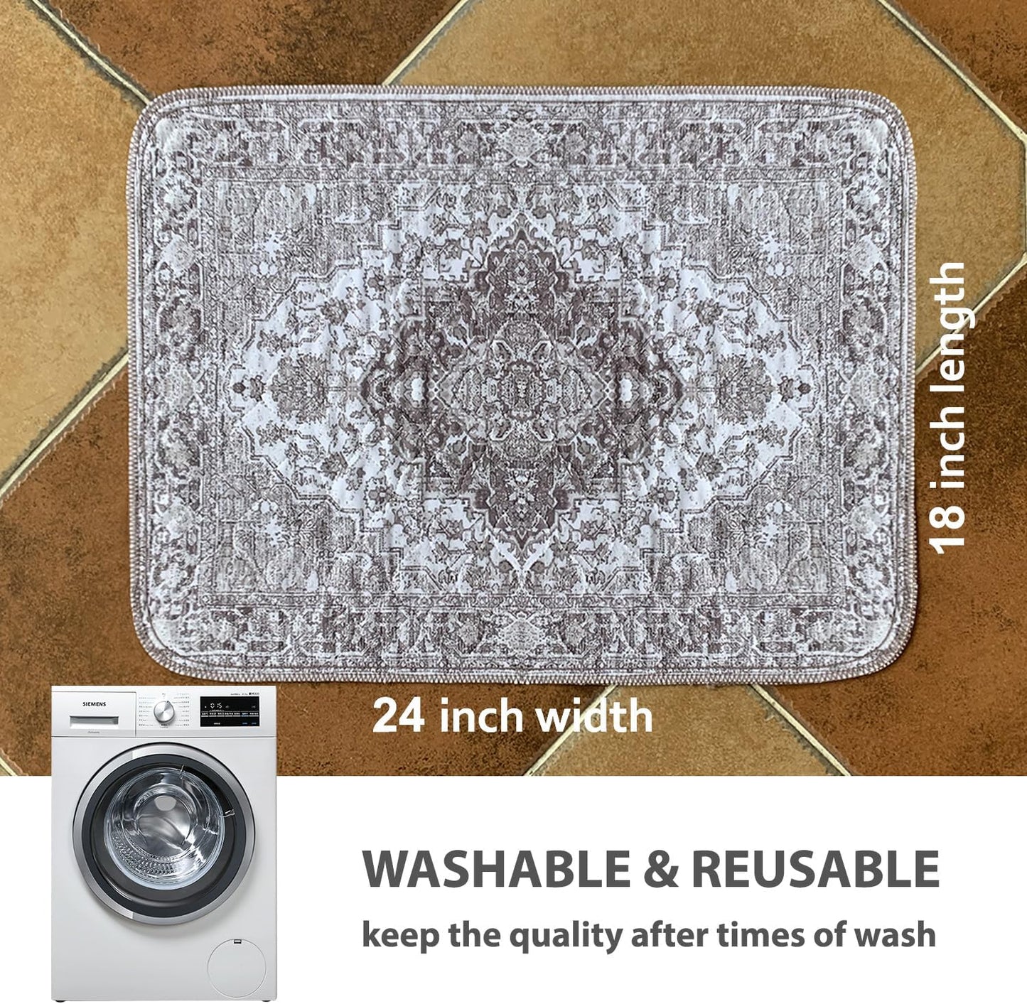 nunubaby Washable Pee Pads for Dogs, Stylish, Non-Slip and Leak-Proof Pee Pads. Reusable Potty Pads for Dogs for Crates and Floors.(Beige/Multi, 24" x48" )