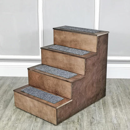 FixtureDisplays® Deluxe Wood Pet Stairs Pet- Dog/Cat 4 Steps/Stairs to Access Bed, Sofa, Step Ladder 22" Or 25" Tall, 18" Wide Product Weight 17 Lbs 12226-22"-2D