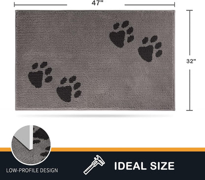 PURRUGS Dirt Trapping Door Mat 20" x 31.5", Non-Skid/Slip Machine Washable Microfiber Entrance Rug, Shoes Scraper, Dog Doormat, Super Absorbent Floor Mat for Muddy Wet Shoes and Paws, Grey