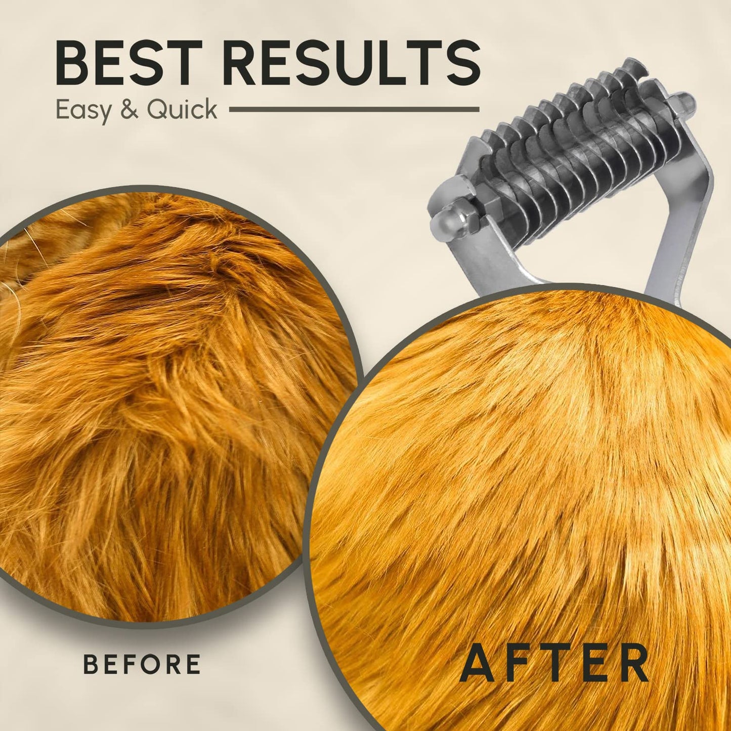 Flamia & Jabz Undercoat Rake for Dogs & Cats, Dematting Grooming Stripper Tool (14 Blades)