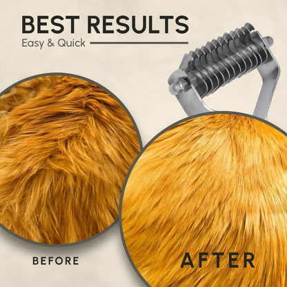 Flamia & Jabz Undercoat Rake for Dogs & Cats, Dematting Grooming Stripper Tool (14 Blades)