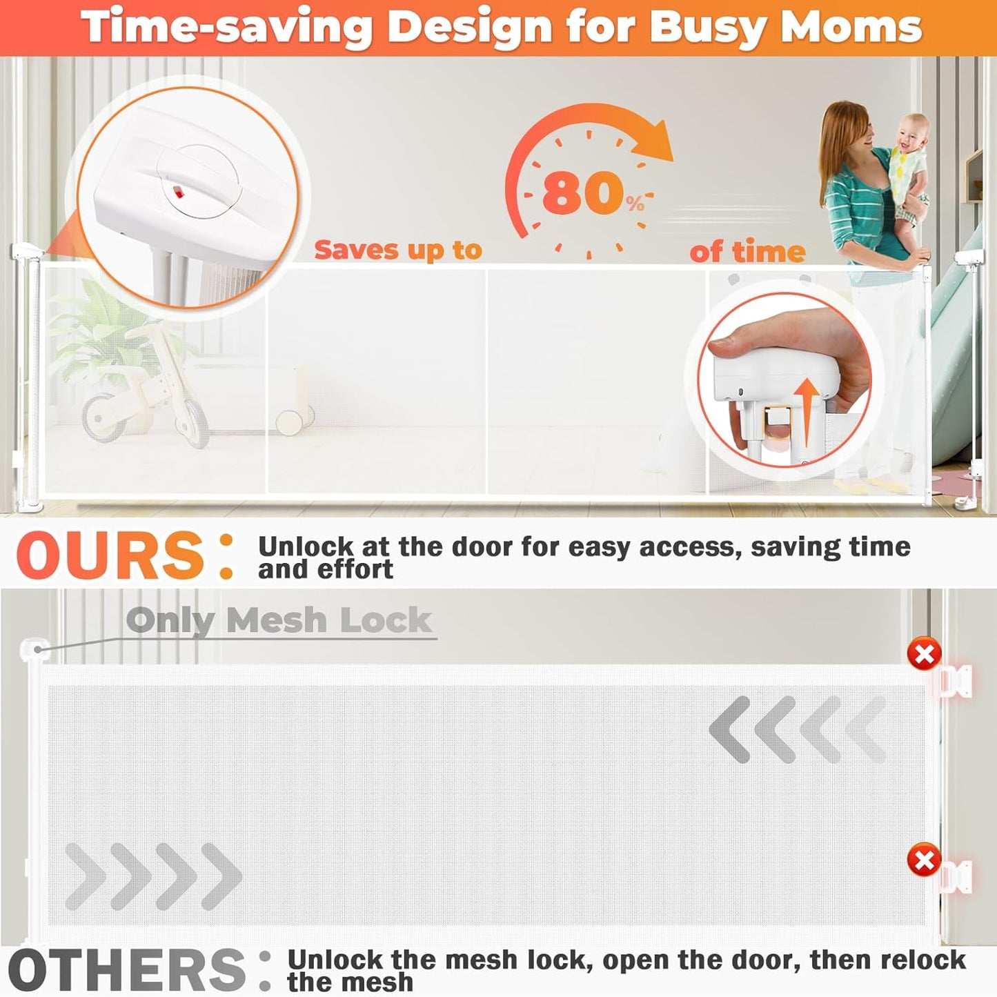 19.7ft Retractable Baby Gates Dog Gate - 236" Extra Wide Expandable Child Safety Gate,37" Tall Toddler Pet Mesh Gate with Reinforced Strips for Doorways,Stairs,Hallways,Outdoor & Indoor Large Openings