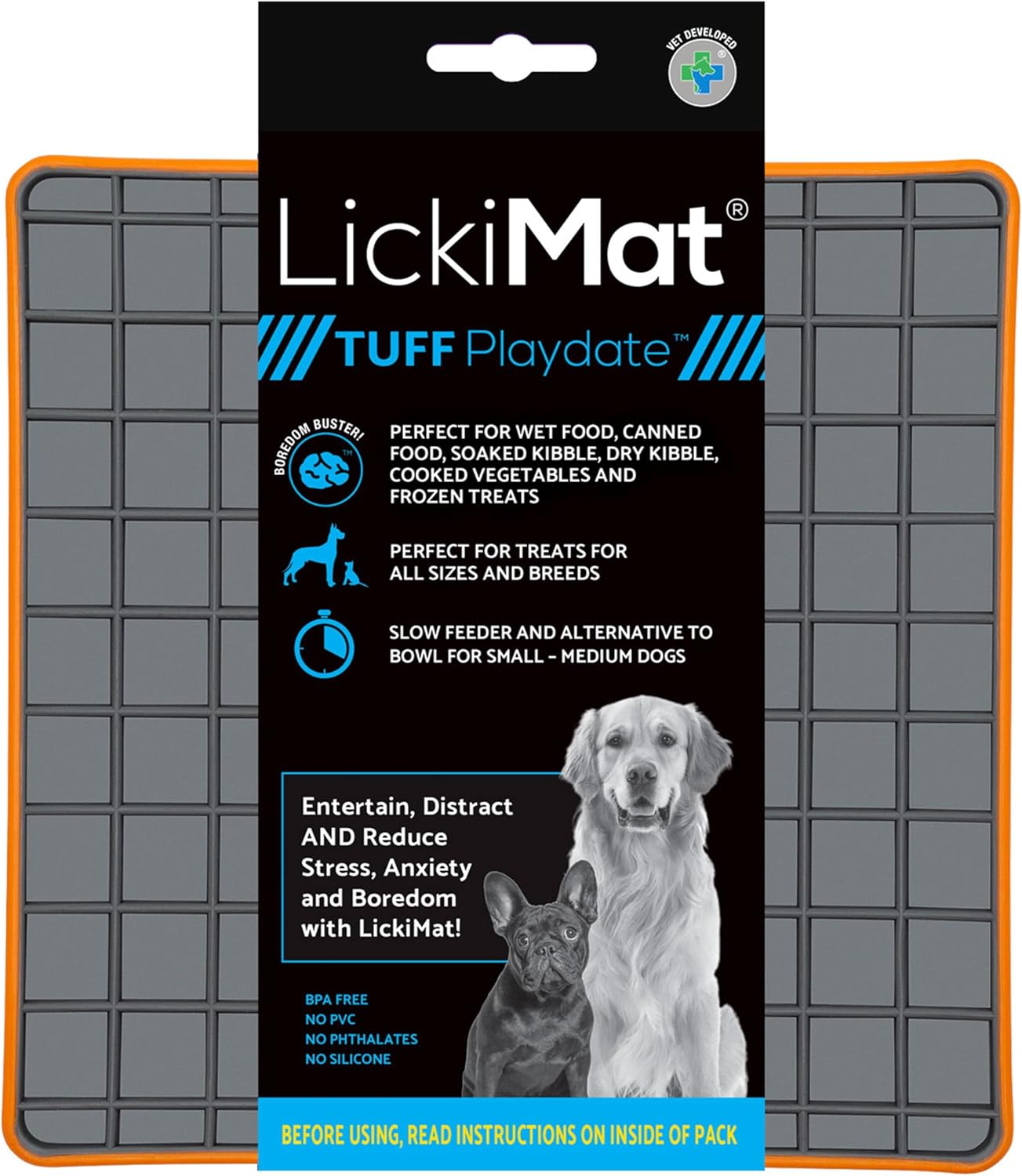 LickiMat Tuff, Heavy-Duty Soother, Dog Slow Feeder Lick Mat, Boredom Anxiety Reducer; Perfect for Food, Treats, Yogurt, or Peanut Butter, Fun Alternative to a Slow Feed Dog Bowl, Green