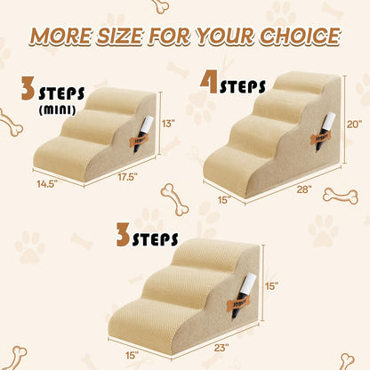 Romrol Dog Stairs Ramp for High Beds Couches, High Density Foam Pet Steps with Durable Non-Slip Waterproof Fabric Cover, Dog Stairs for Small Dogs or Cats or Pets, 5-Step, 22 Inch, Grey