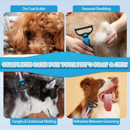 Pjordo Dog Detangler Spray, Natural Dog Leave in Conditioner Spray with Deshedding Brush and Metal Comb for Grooming and Mat Removal, Lavender Scent for Dogs