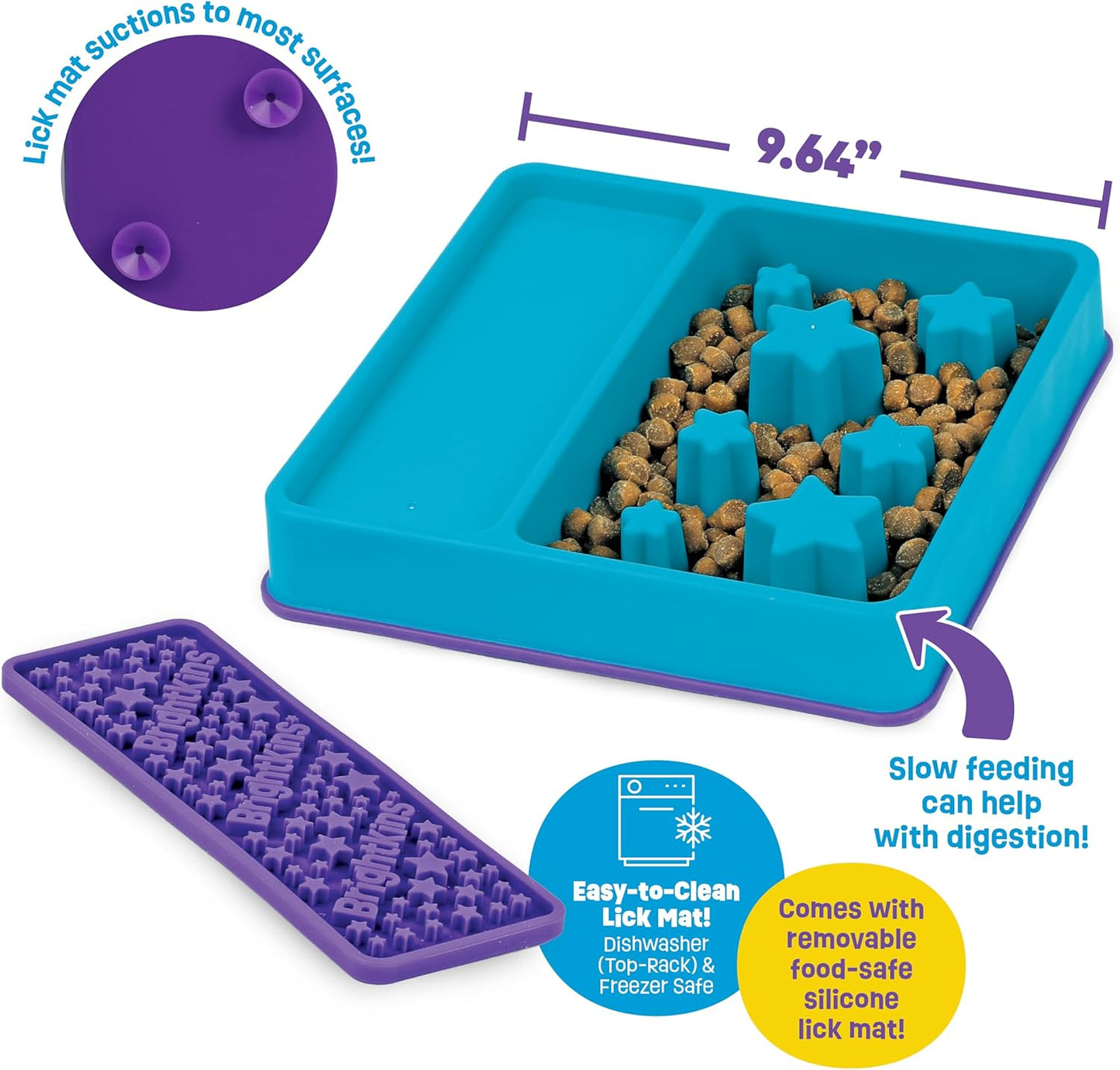Brightkins Circle Slow Feeder and Lick Mat, Outdoor Puzzle Board, Interactive Dog Toys, Dog Birthday, Enrichment Bowls, Puppy Teething and Chewing, Stimulating Automatic Feeder