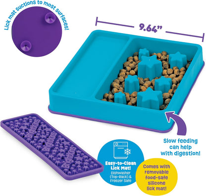 Brightkins Circle Slow Feeder and Lick Mat, Outdoor Puzzle Board, Interactive Dog Toys, Dog Birthday, Enrichment Bowls, Puppy Teething and Chewing, Stimulating Automatic Feeder