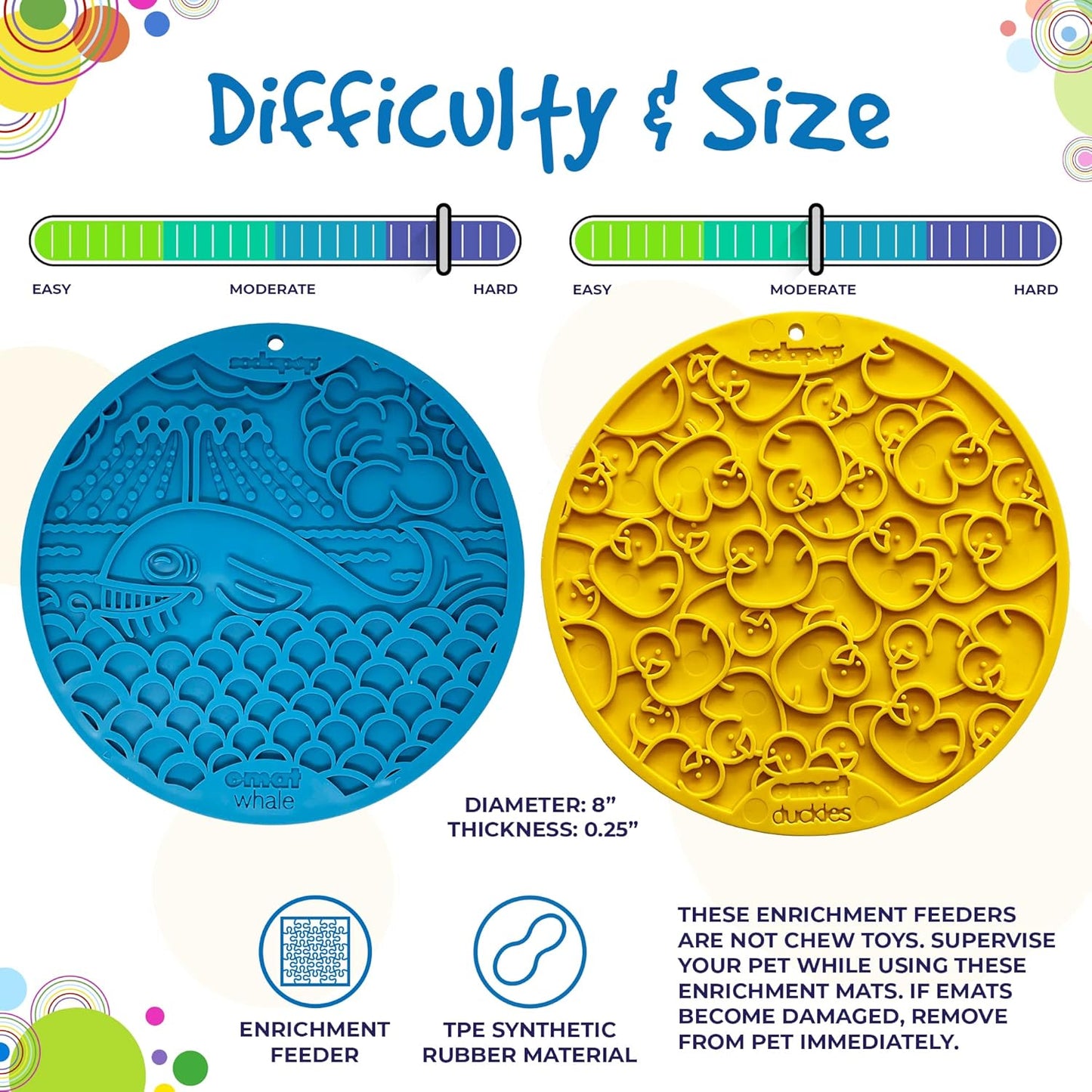 SodaPup Duckies eMat – Durable Lick Mat Feeder with Suction Cups Made in USA from Non-Toxic, Pet-Safe, Food Safe Rubber for Mental Stimulation, Digestive Health, Avoid Overfeeding, Calming, More