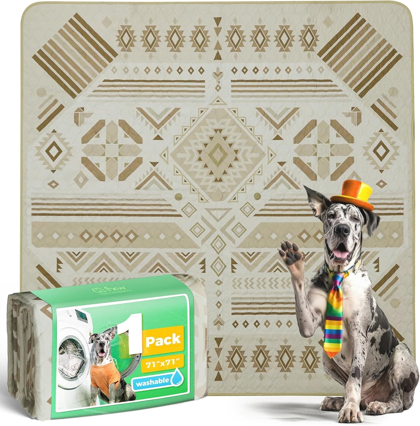 FXW Washable Pee Pads for Dogs, Puppy Pads with Super Absorbent, Specifically Designed for FXW Rollick/Homeplus 24inch 6 Panels Dog Playpen, 39" x 63" Rectangle, Khaki, 1 Pack