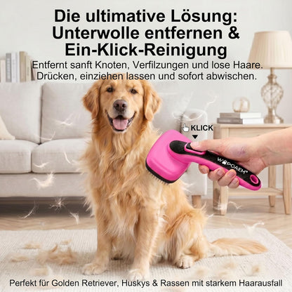 One-Button Self Cleaning Pet Brush for Dogs & Cats, Skin-Friendly Detangling & Shedding Tool for Long and Short Hair, Retractable Grooming Comb, Purple