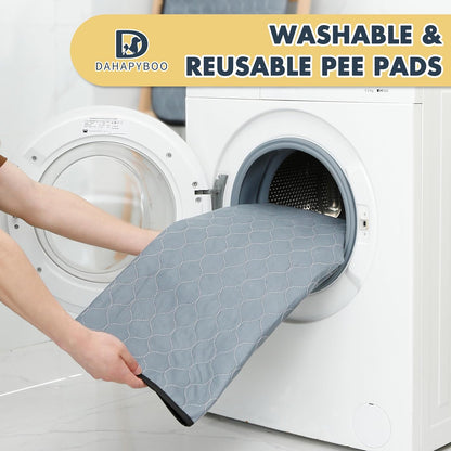 DAHAPYBOO Washable Pee Pads for Dogs,4 Pack Reusable Puppy Pads for Dogs,18x24 Non-Slip Waterproof Pet Training Pads for Crate, Playpen, Bed, Sofa,Whelping Box, Potty Training