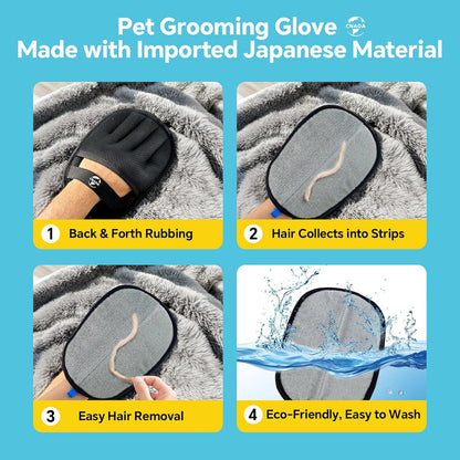 Pet Hair Removal Set, Roller Pet Hair Remover, Pet Hair Removal Glove for Dogs & Cats, Pet Fur Remover for Clothing, Couch, Carpet, Car Seat, Pet Hair Removal Tool -F White
