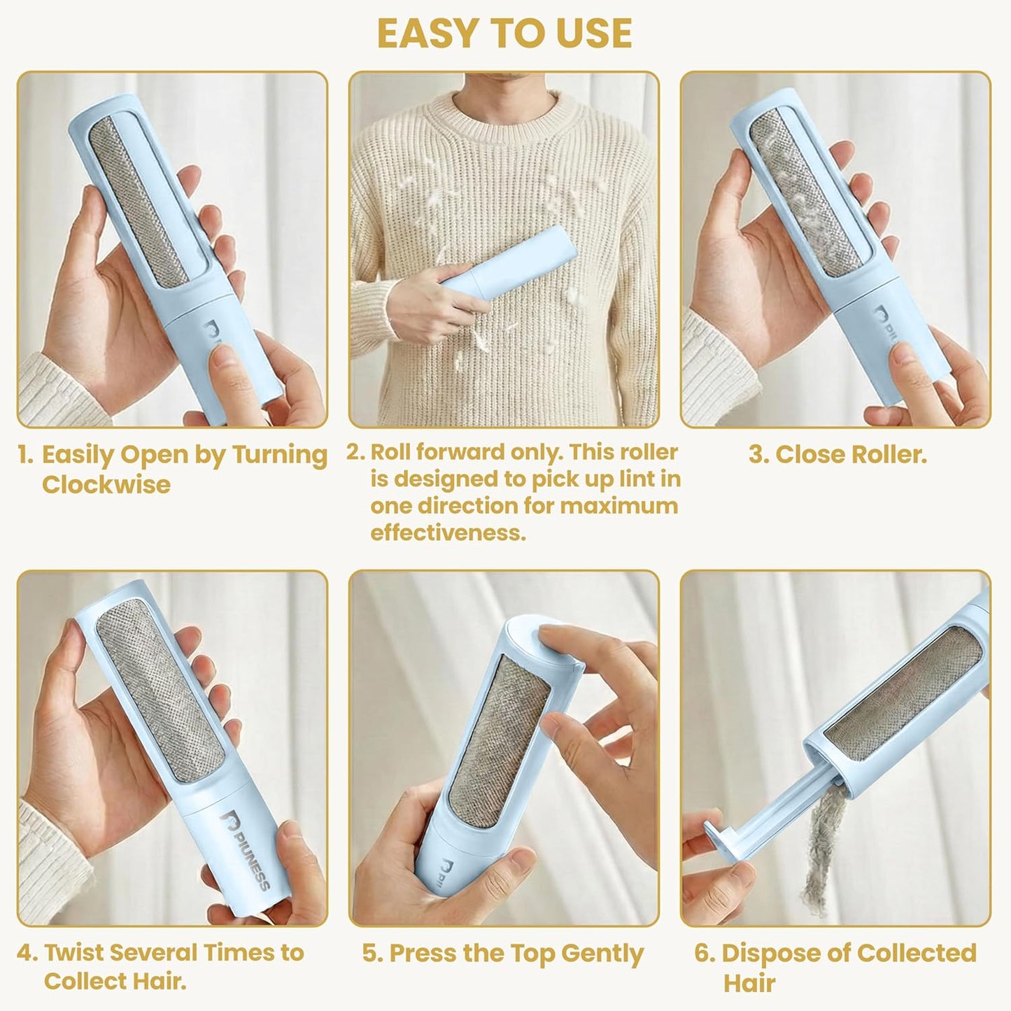 Pet Hair Remover Roller – Reusable Lint Roller for Cat & Dog Hair on Furniture, Couch, Carpet, Car & Bedding – Portable, Eco-Friendly