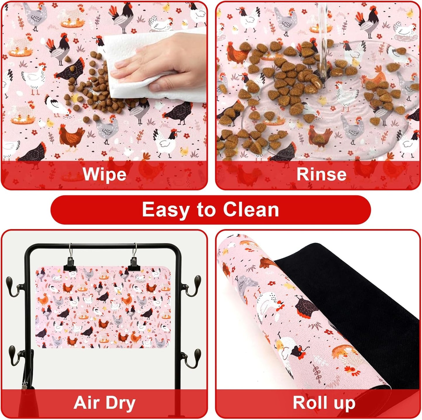 Dog Food Mats for Floors Waterproof Mat for Cat Food and Water Bowls - Absorbent Quick Dry Non Slip Mat for Pet Feeding