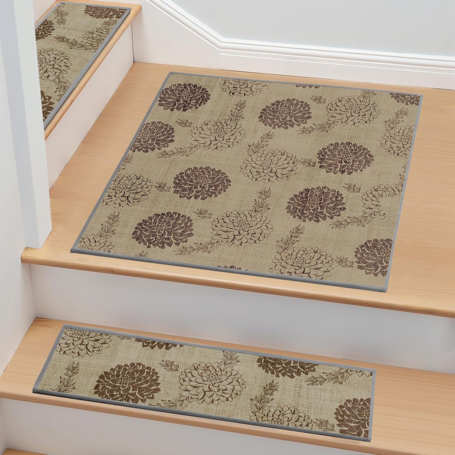 Non-Slip Stair Treads for Wooden Steps 15pcs,8"x30" Stair Carpet Treads for Indoor Use,Peel and Stick Stair Runners,Washable Reusable Adhesive Backing,Pet-Friendly Stair Capet for Kids,Elders,Dogs