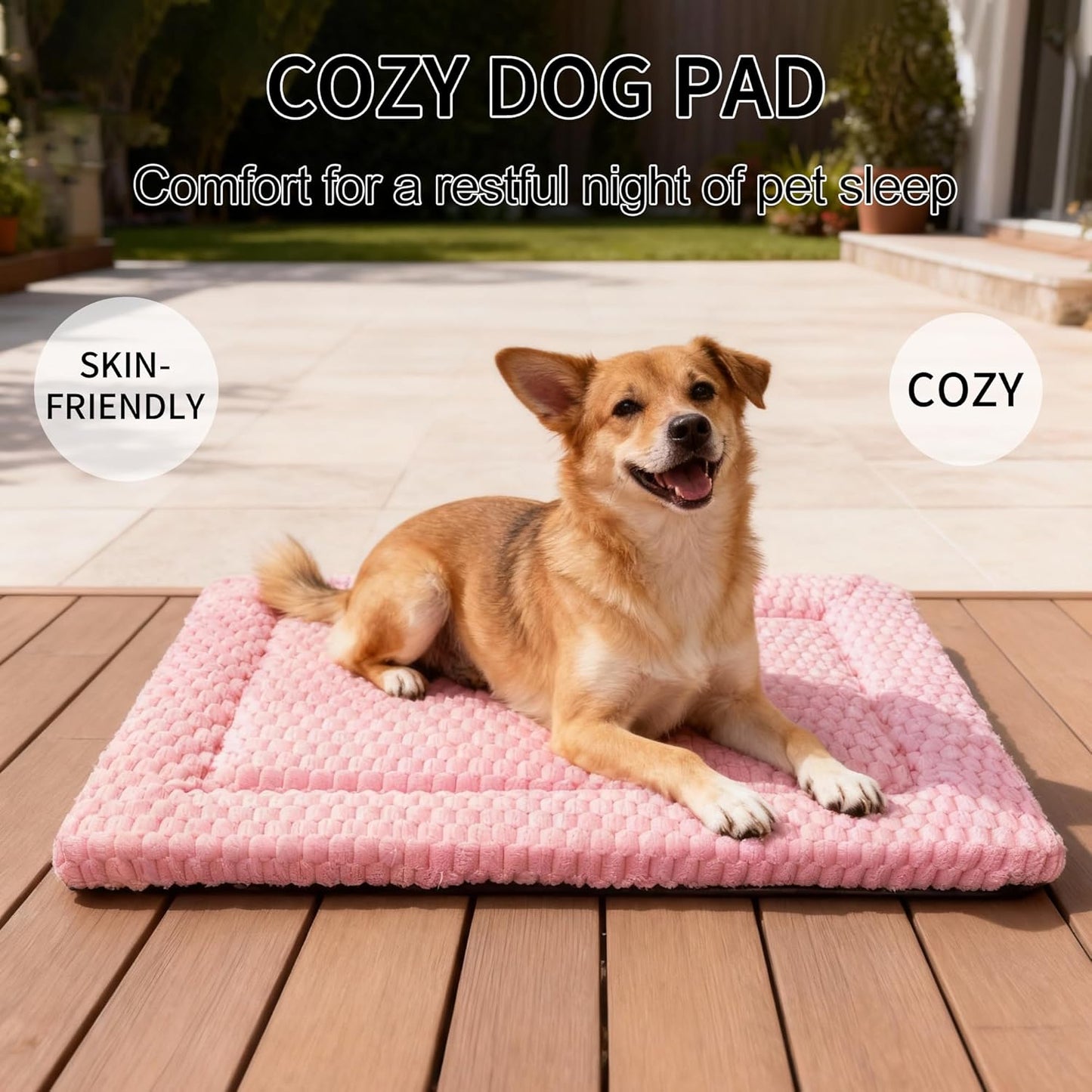 Dog Bed Mat, Reversible Crate Pad & Cute Dog Bed - Machine Washable Kennel Mat with Ultra Soft for Small Dogs (Cool/Warm), 24" x 18", Grey&Star