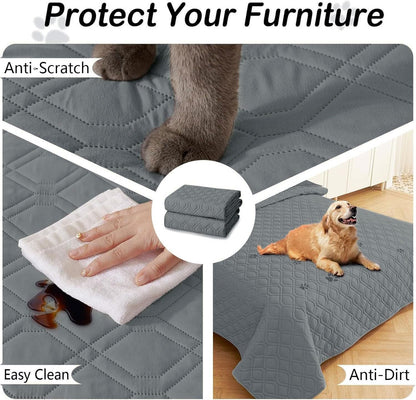 hyha Waterproof Dog Bed Blanket, Soft Pet Blankets, Waterproof Couch Cover for Dogs, Reversible Sofa Covers Washable for Furniture (30x70 Inch, Grey/Dark Grey)