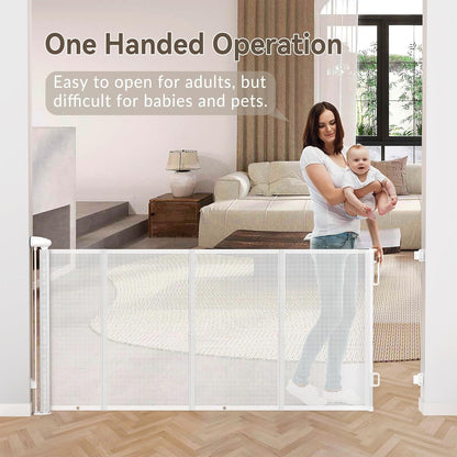 Uamector 138-Inch Extra Wide Retractable Baby Gate & Dog Gate, Reinforced Mesh Safety Gate Adjustable for Large Openings - Stairs, Doorways, Hallways - Indoor/Outdoor Use