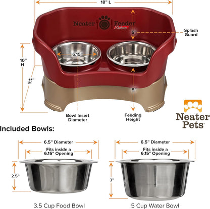 Neater Pet Brands Neater Feeder Deluxe Mess Proof Dog Bowls Elevated for Large Dogs Over 40 lbs, Made in USA, No Spill Raised Dog Food Bowl Stand Feeding Station, Food and Water Bowl Set, Black