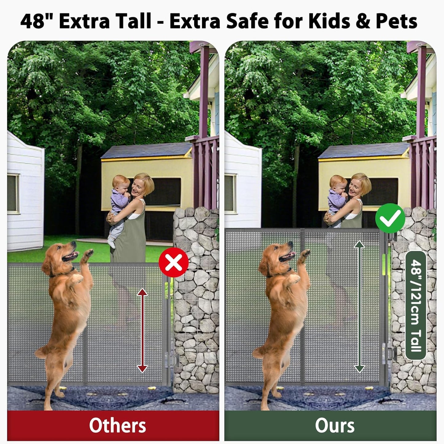 250" Reinforced Extra Wide Baby Gate Retractable Dog Gate, 21ft Extra Long Baby Gate Retractable Gates for Dogs, 48" Extra Tall Pet Gate Retractable Fence Outdoor Gate for Deck/Garage/Patio, Black