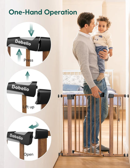 Babelio 29-55 Inch Extra Wide Baby/Dog Gate, PressGuard P7, Metal Auto Close, Pressure Mounted Pet Door for Doorways, NO Need Tools and Drilling, with Wall Cups, White