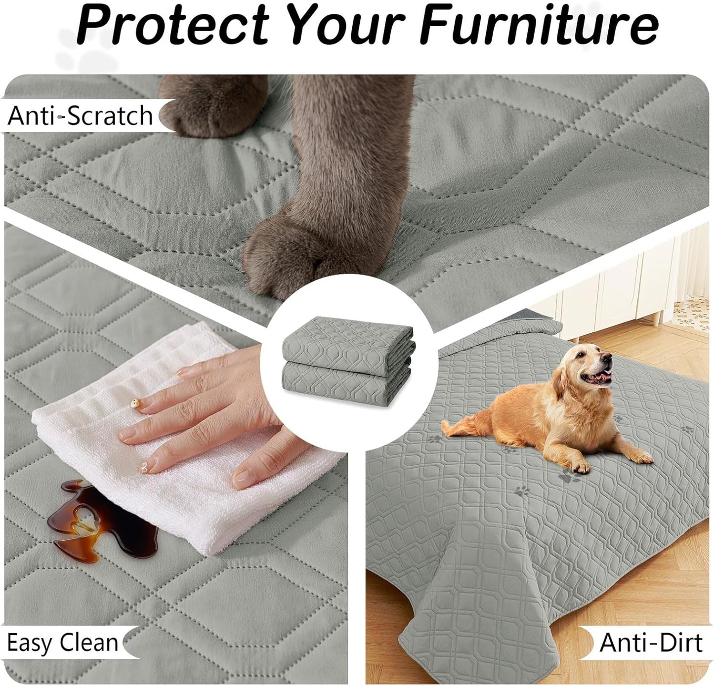 hyha Waterproof Dog Bed Blanket, Soft Pet Blankets, Waterproof Couch Cover for Dogs, Reversible Sofa Covers Washable for Furniture (30x70 Inch, Taupe/Beige)