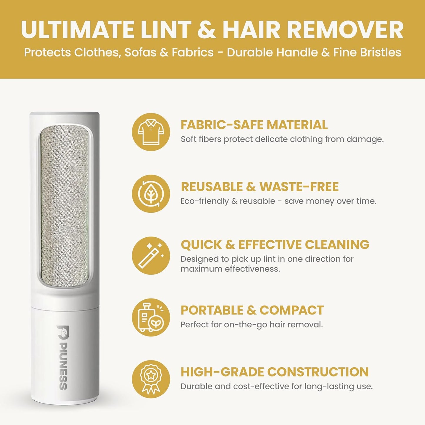 Pet Hair Remover Roller – Reusable Lint Roller for Cat & Dog Hair on Furniture, Couch, Carpet, Car & Bedding – Portable, Eco-Friendly