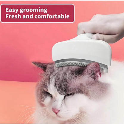 Pink Small Comb for Shedding Dogs & Cats, V-Shape Tight Teeth Deshedding Dog Brush with Ergonomic Design Grip Handle, Pro Pet Combs for Reducing Loose Hair