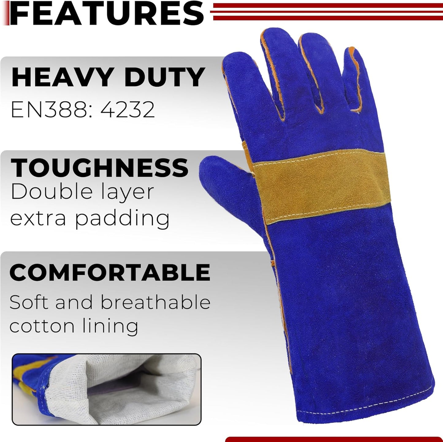 HANDLANDY Animal Handling Gloves, Bite-Proof, Scratch-Resistant, Pet Gloves for Dogs, Cats, Falconry, Gardening