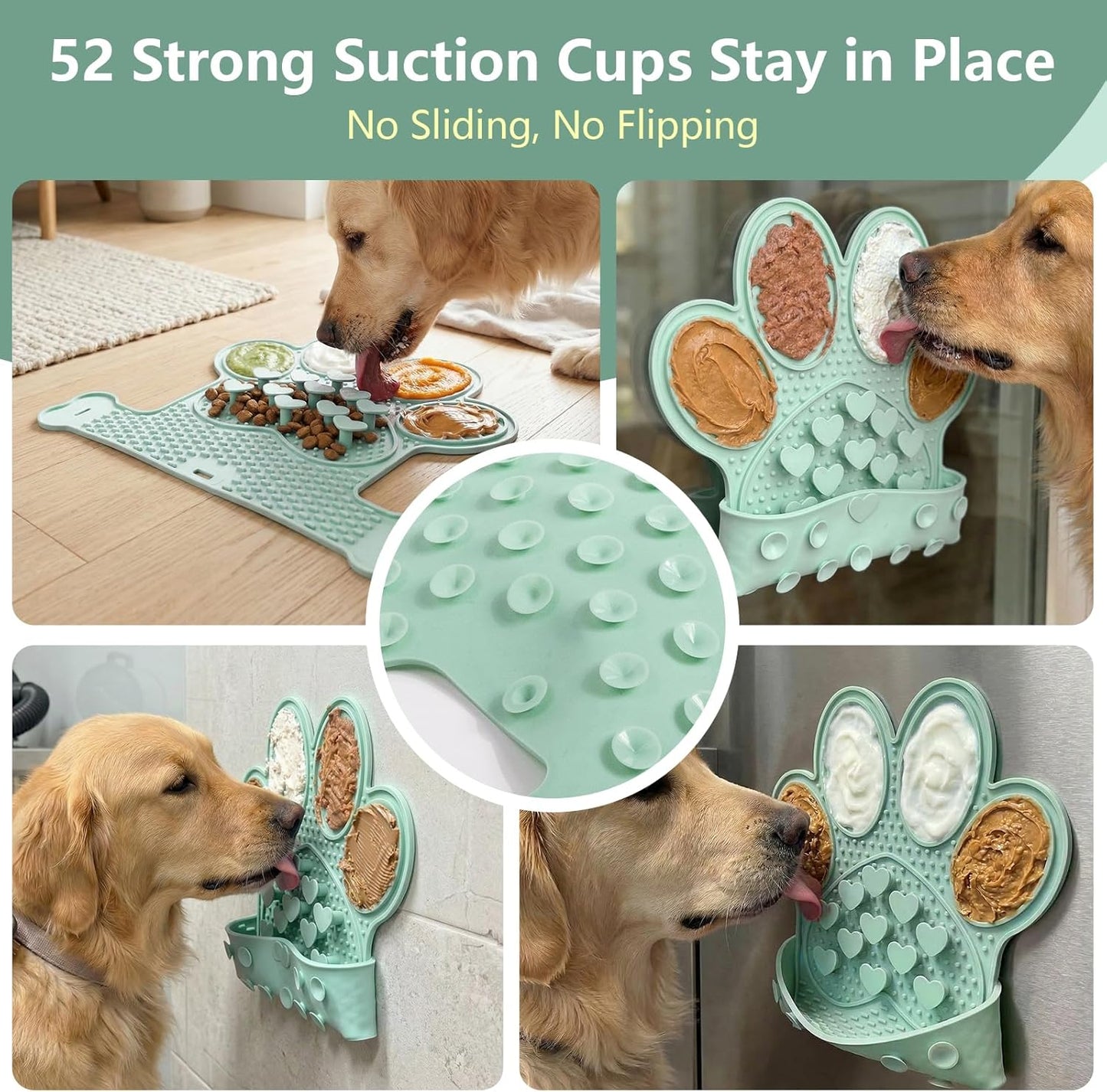 Dog Lick Mat with Suction Cups, Slow Feeder & Enrichment Mat for Dogs & Cats, Silicone Feeding Mat for Wet & Dry Food, Anxiety Relief, Mess-Free Foldable Pocket Design, Pink