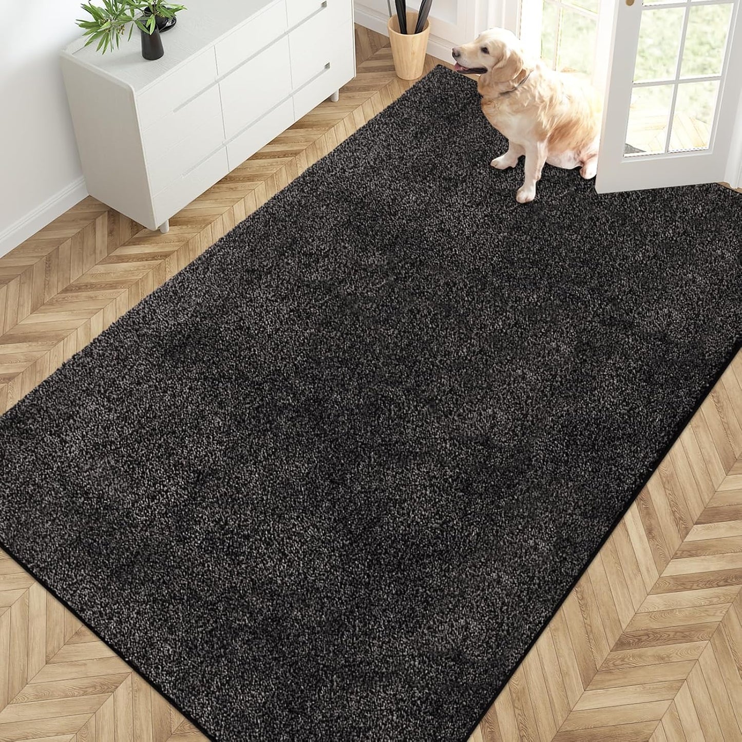 PURRUGS Dirt Trapping Door Mat 20" x 31.5", Non-Slip Machine Washable Entryway Rug, Dog Doormat, Indoor Front Door Mat, Super Absorbent Entry Rug for Muddy Shoes & Paws, Bluish Grey-Black