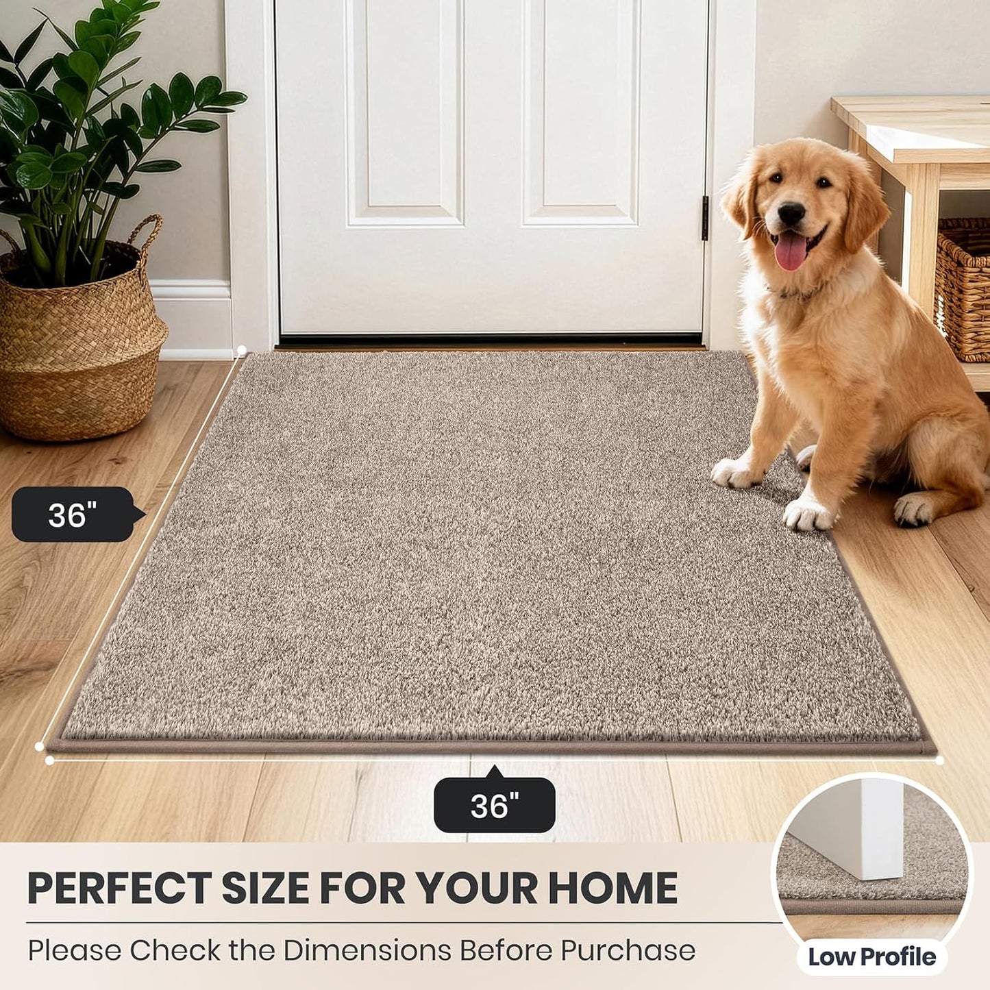 PURRUGS Dirt Trapping Door Mat 20" x 31.5", Non-Slip Machine Washable Entryway Rug, Dog Doormat, Indoor Front Door Mat, Super Absorbent Entry Rug for Muddy Shoes & Paws, Bluish Grey-Black