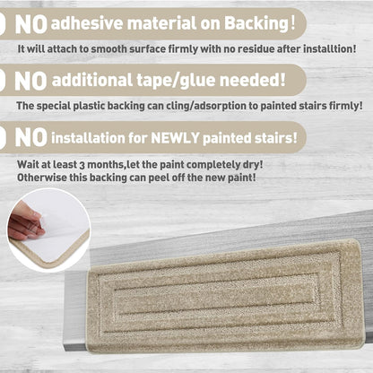 PURE ERA Bullnose Carpet Stair Treads Set Tape Free Non-Slip Indoor Stair Protectors Pet Friendly Rugs Covers Soft Skid Resistant Washable Reusable 9.5" x 30"(14 Pieces,Cream Gray)