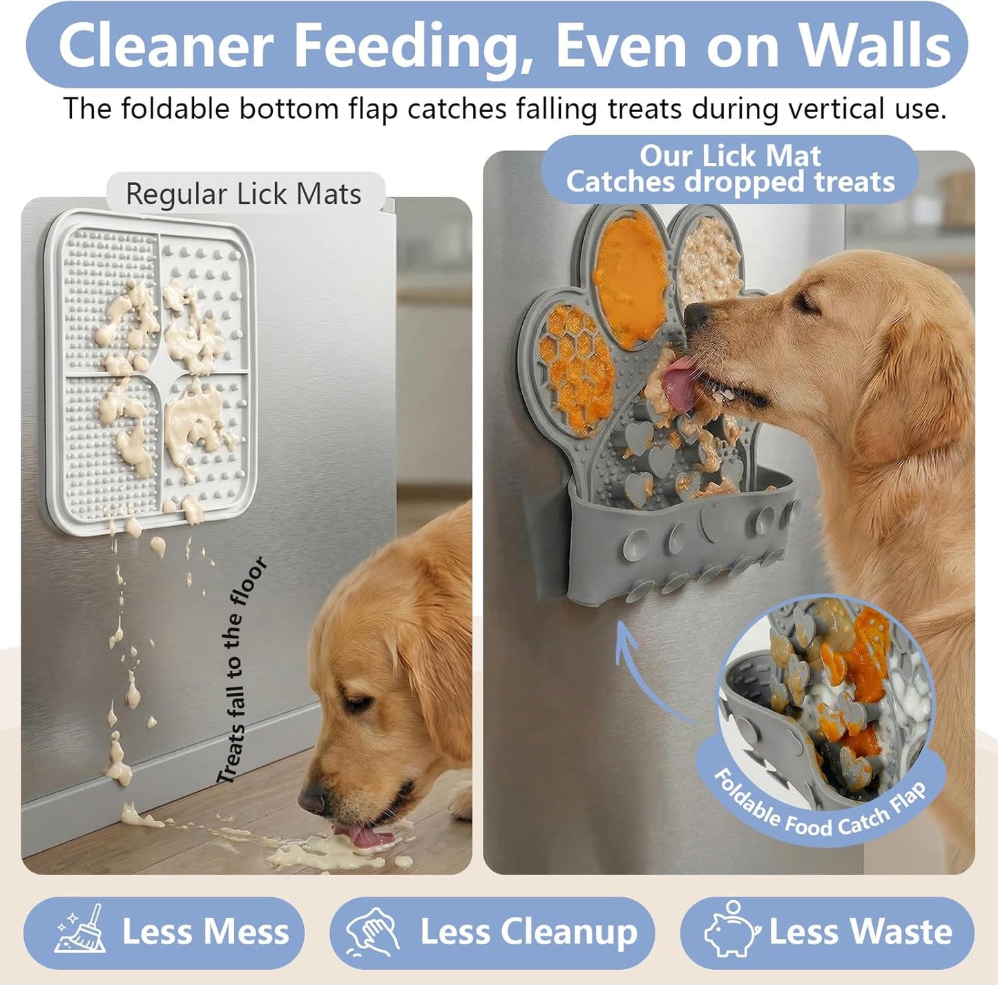 Dog Lick Mat with Suction Cups, Slow Feeder & Enrichment Mat for Dogs & Cats, Silicone Feeding Mat for Wet & Dry Food, Anxiety Relief, Mess-Free Foldable Pocket Design, Pink