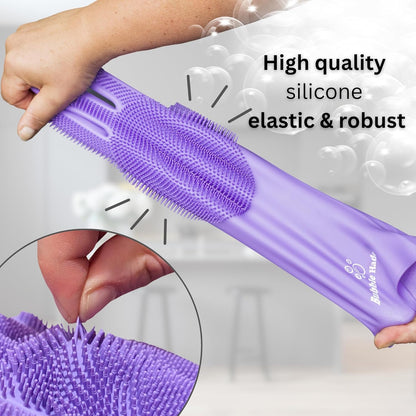 Dog Washing Gloves with Bristle Scrubbers, Reusable Silicone Gloves Ideal for Pet Bathing, Massaging & Grooming (Gray)