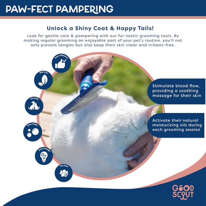 Good Scout 2-Piece Deshedding Tool Set with Self-Cleaning Slicker Brush & Dual-Head for Dogs & Cats, Gentle, Safe & Effective Grooming Tool for Short or Long Haired Animals