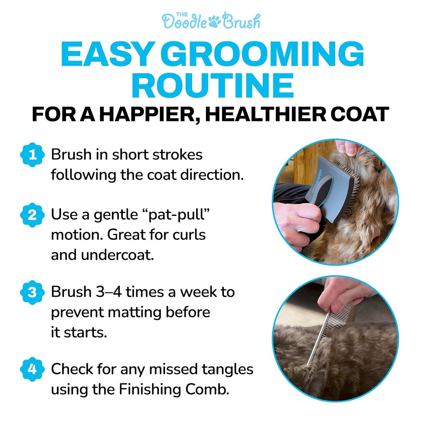 Grooming Kit, Slicker Dog Brush and Finishing Comb Set, Detangler & Dematting Grooming Tools for Dogs, Extra Long Pin Slicker & Metal Comb for Goldendoodle, Cockapoo, Cavapoo, Poodle