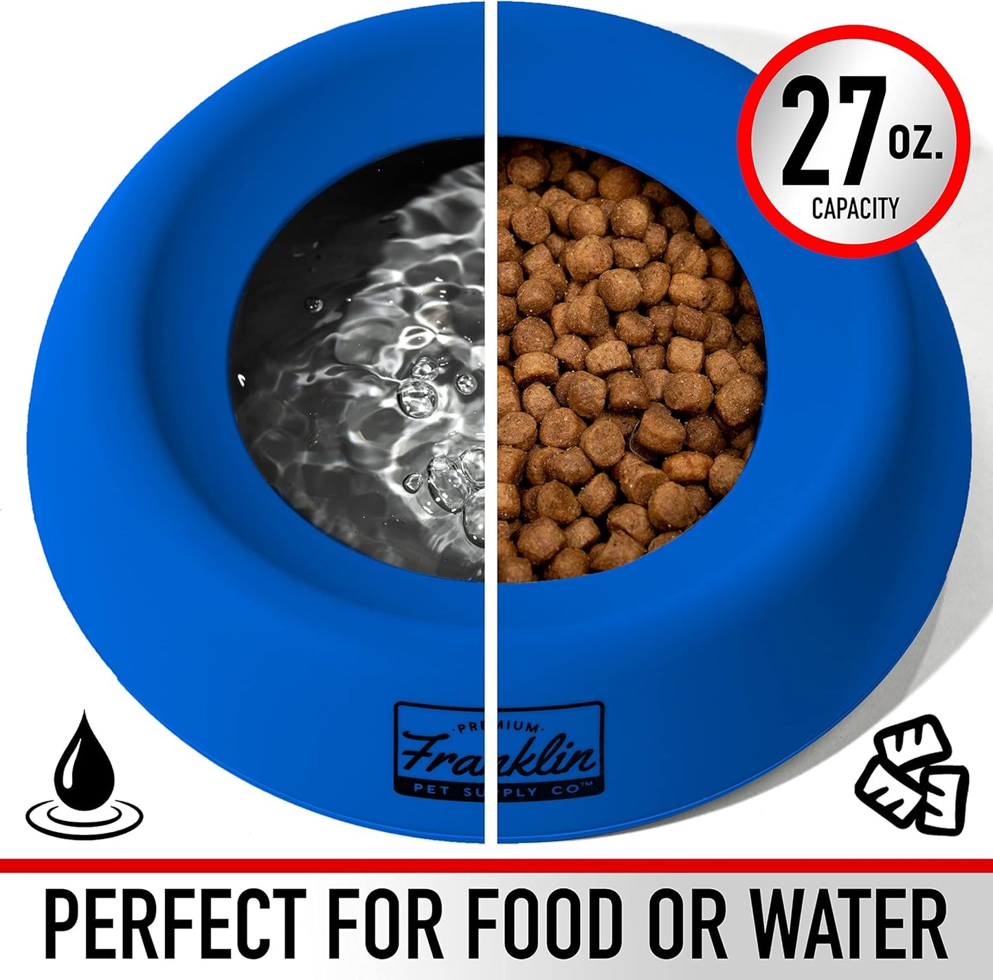 Franklin Pet Supply Co. Spill Proof Pet Bowl - No Splash Travel Water + Food Dish for Dogs + Cats - Portable - 16 oz. - BPA Free