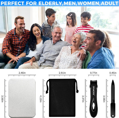 Toenail Clippers for Seniors Thick Toenails, Upgrade Angled Head Large Toe Nail Clippers for Men with Wide Jaw Opening, Sharp Heavy Duty Fingernail Clipper Cutter with Catcher Long Handle -Black