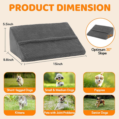 Dog Ramp for Stairs for Small & Senior Dogs and Cats, Non-Slip Foam Indoor Pet Ramp with Self-Sticky Pads, Dog Ramp for Stairs Inside House(Dark Gray, 6 Pack)