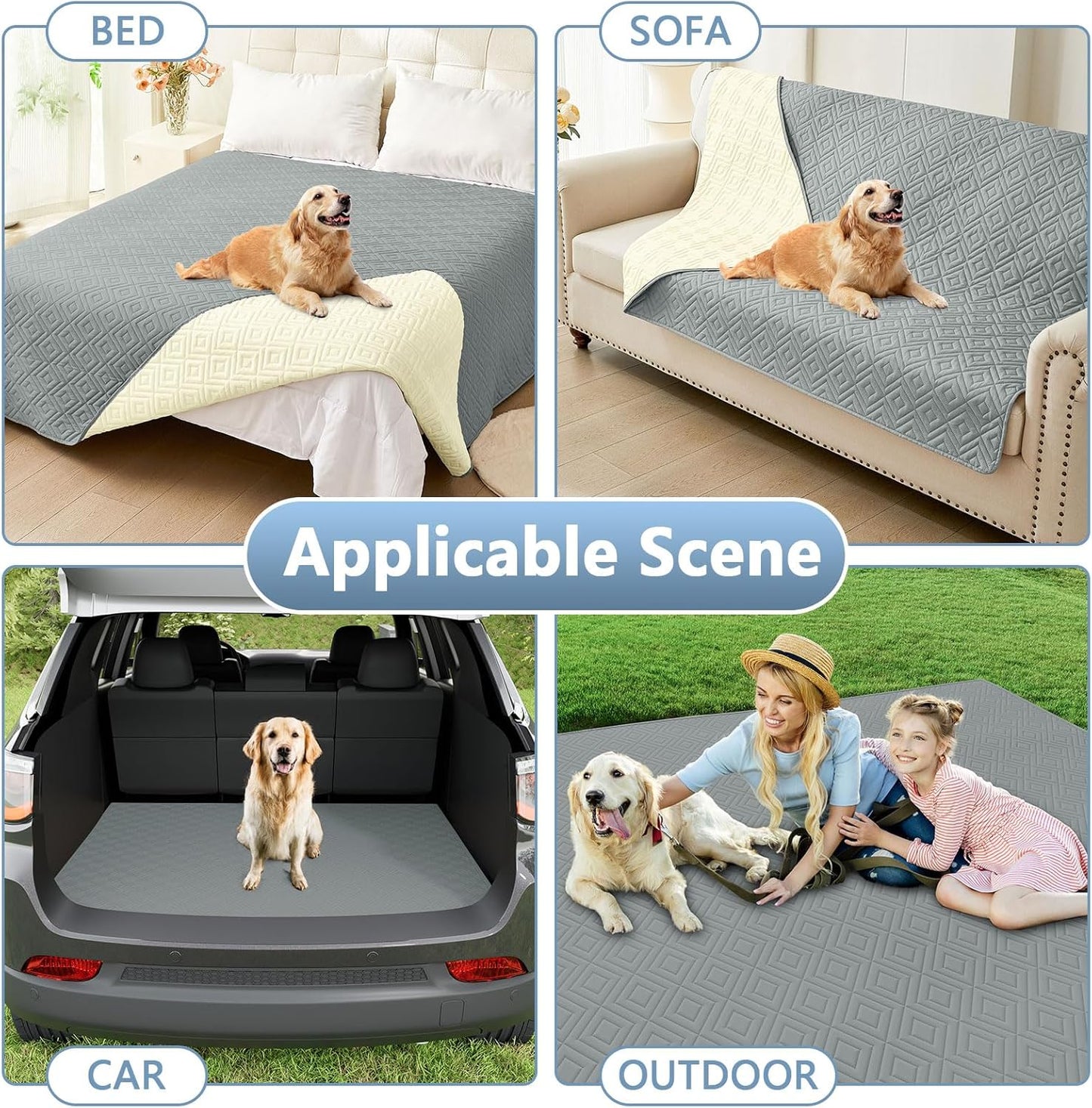 hyha Waterproof Dog Blanket, Soft Pet Bed Blankets, Waterproof Sofa Couch Cover for Dogs Washable, Reversible Pet Couch Covers for Sofa Furniture (30x70 Inch, Grey/Dark Grey)