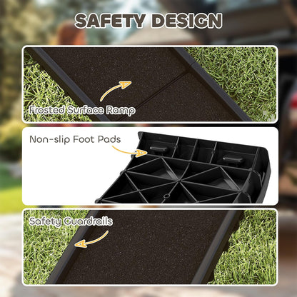 PawHut Folding Dog Ramp for Car, Truck, SUV, 61 Inches Portable Pet Ramp with Grass Surface, Non Slip with Raised Side Rails