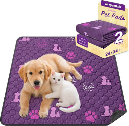 WanpeeGoo Washable Pee Pads for Dogs, 4 Pack Absorbent Reusable Training Dog Pads Pet Puppy Pads, Non-Slip Potty Pads for Whelping, Playpen, Crate, Bed, Grey 18"x24"