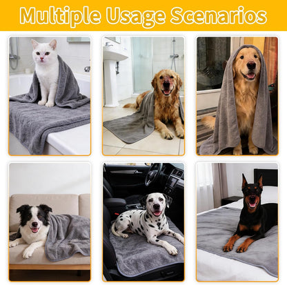3PCS Dog Bath Supplies,Dog Bath Brush | Dog Washing Gloves | Dog Towel 40'' X 23.6'',Super Absorbent and Soft Pet Grooming Towel, Perfect Shower & Grooming Supplies for Dogs (A-3 Kits)