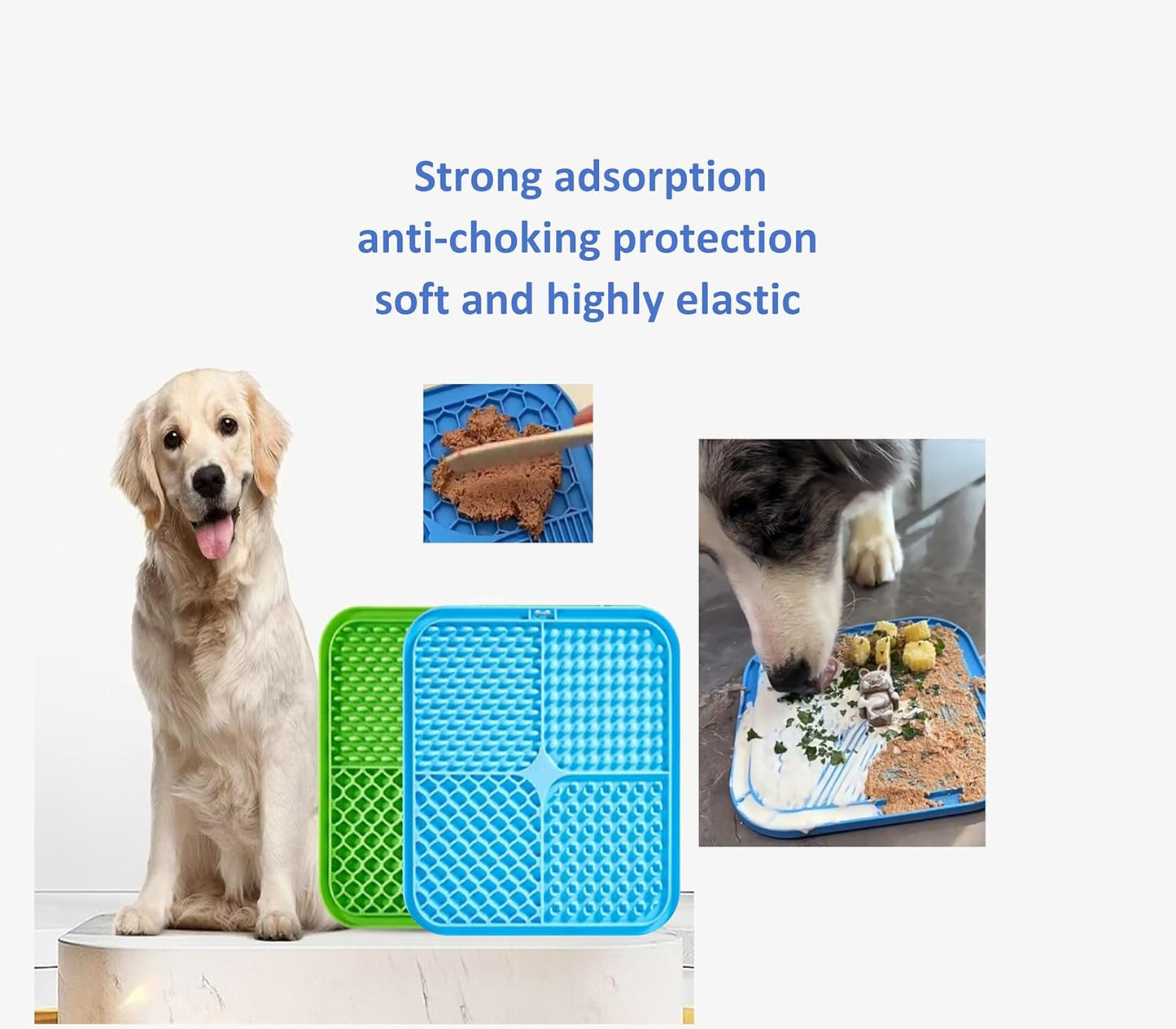 2 Pack Anti-Slip Licking Mat, Pet Food Mat Waterproof Puppy Feeding Mat, Slow Feeder Dog/Cat Bowl, Cat Licking Mat to Relieve Anxiety with Raised Edges (Pink+Purple)（6"×6"）