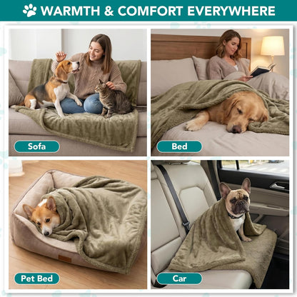 PetAmi Dog Blanket for Medium Large Dogs, Pet Bed Blanket Cat Puppy Kitten, Fleece Furniture Couch Cover Protector Sofa Car, Soft Sherpa Dog Throw Plush Reversible Washable, 40x60 Plaid Dark Gray