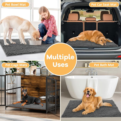 Absorbent Dog Door Mat for Muddy Paws, 60" x 24" Chenille Indoor Mats for Entryway, Trap Dirt Front Door Mat Indoor Entrance Washable Non Slip Soft