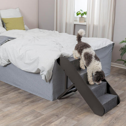 Trixie Wooden Dog Stairs with Nonslip Carpet - 3 Step Pet Stairs for Beds and Couches - with Additional Storage Space - in Natural
