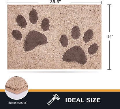 PURRUGS Dirt Trapping Door Mat 20" x 31.5", Non-Skid/Slip Machine Washable Microfiber Entryway Rug, Dog Doormat, Super Absorbent Welcome Mat for Muddy Wet Shoes and Paws, Grey