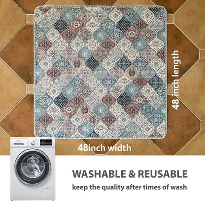 nunubaby Washable Pee Pads for Dogs, Stylish, Non-Slip and Leak-Proof Pee Pads. Reusable Potty Pads for Dogs for Crates and Floors.(Beige/Multi, 24" x48" )